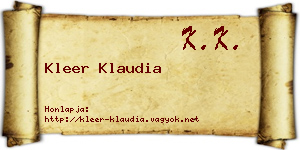 Kleer Klaudia névjegykártya